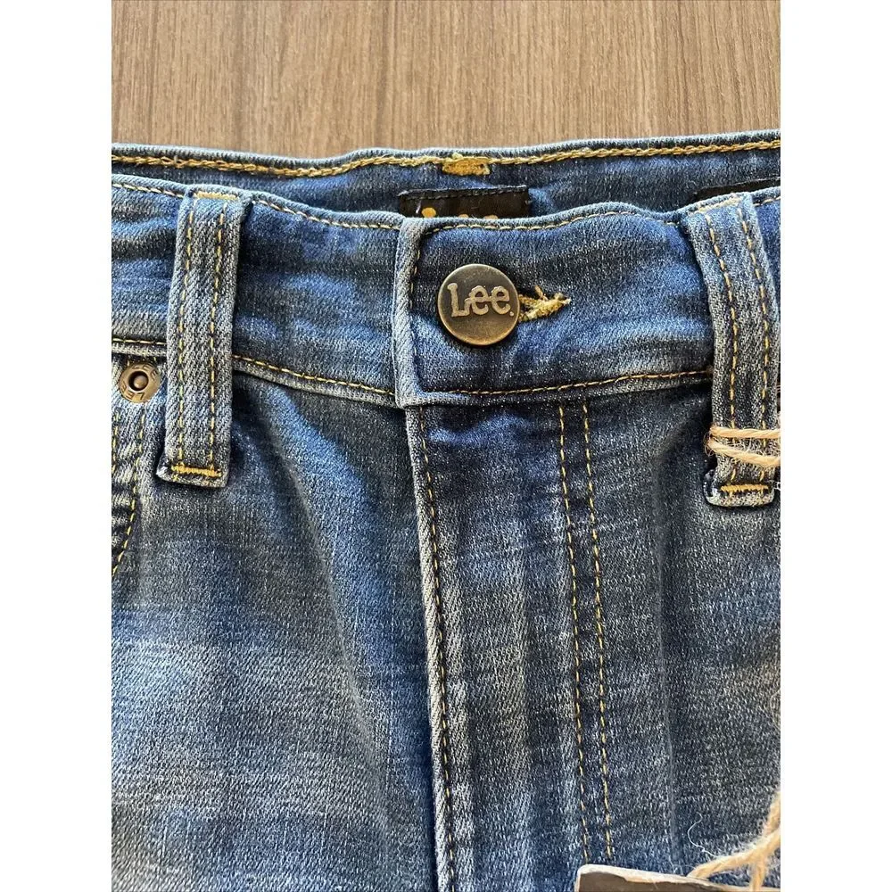 Lee Shorts Womens 25‎ Bermuda Denim Jean Medium Blue Wash 100% Cotton Made n USA